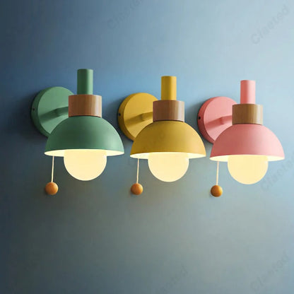 Nordic Wood Pull-Switch Wall Sconce