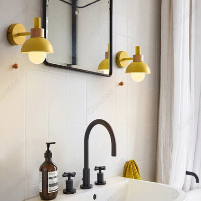 Nordic Wood Pull-Switch Wall Sconce