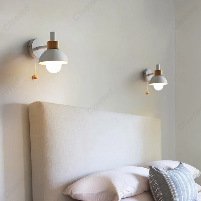 Nordic Wood Pull-Switch Wall Sconce