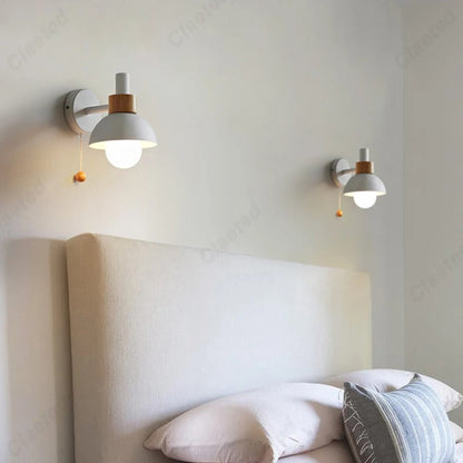 Nordic Wood Pull-Switch Wall Sconce