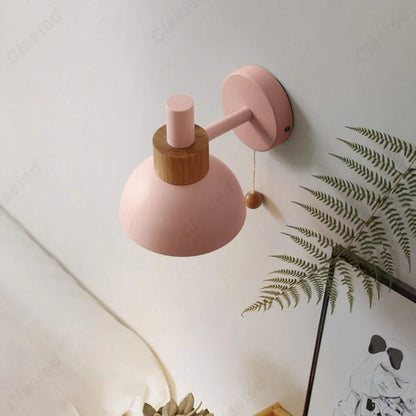 Nordic Wood Pull-Switch Wall Sconce