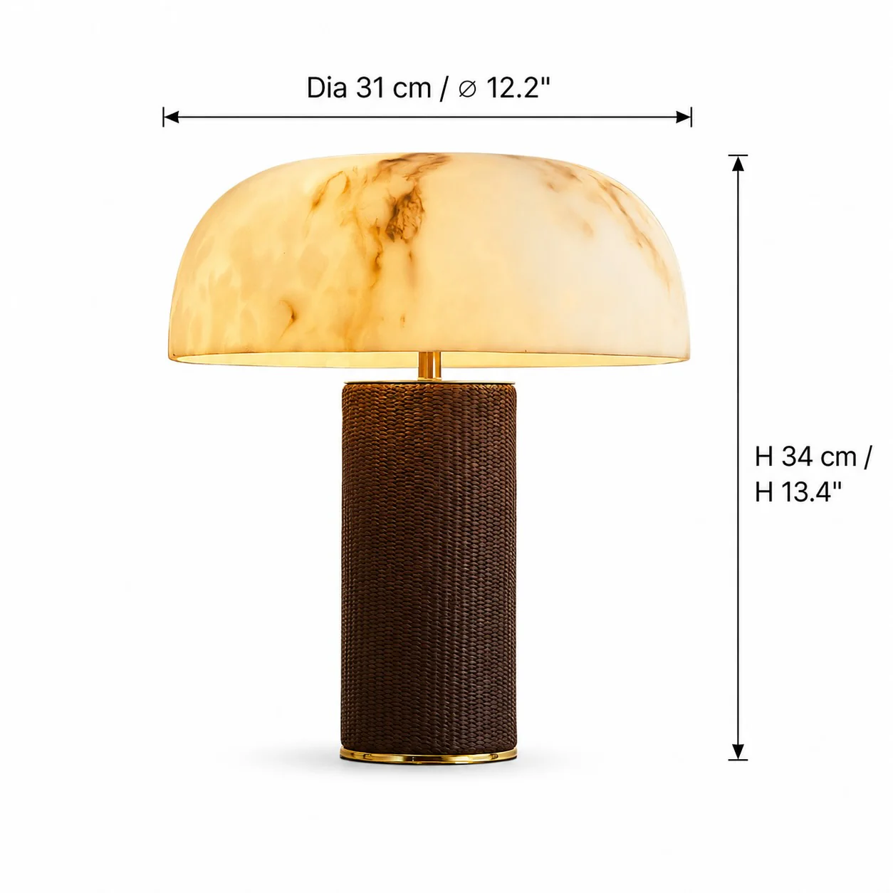 Modern Leather Base and Faux Alabaster Shade Table Lamp