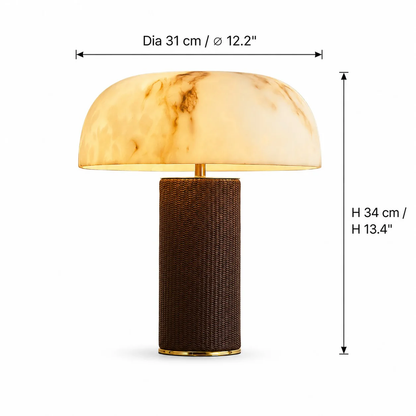 Modern Leather Base and Faux Alabaster Shade Table Lamp
