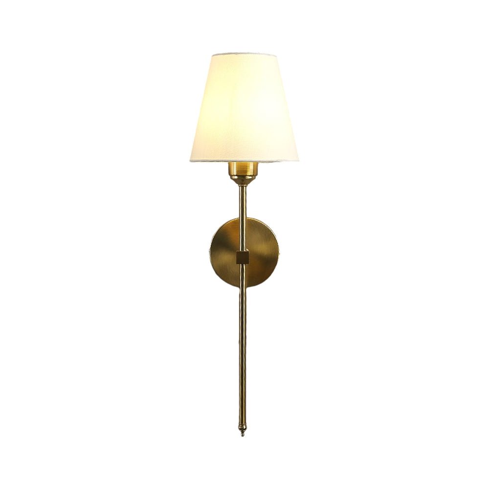 Modern 1 - Light Black/Gold Wall Sconce with White Linen Fabric Shade