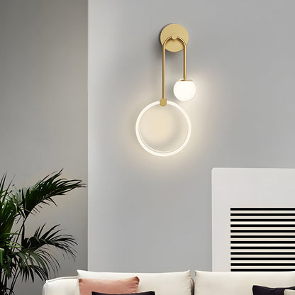 Modern 2 - Light LED Wall Sconces with Acrylic Ring and Frosted Globe