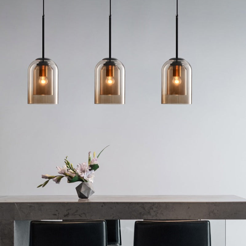 Mica Mid-Century Double Glass Pendant