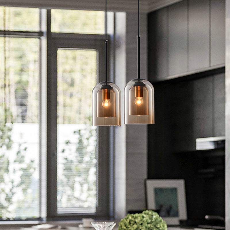 Mica Mid-Century Double Glass Pendant