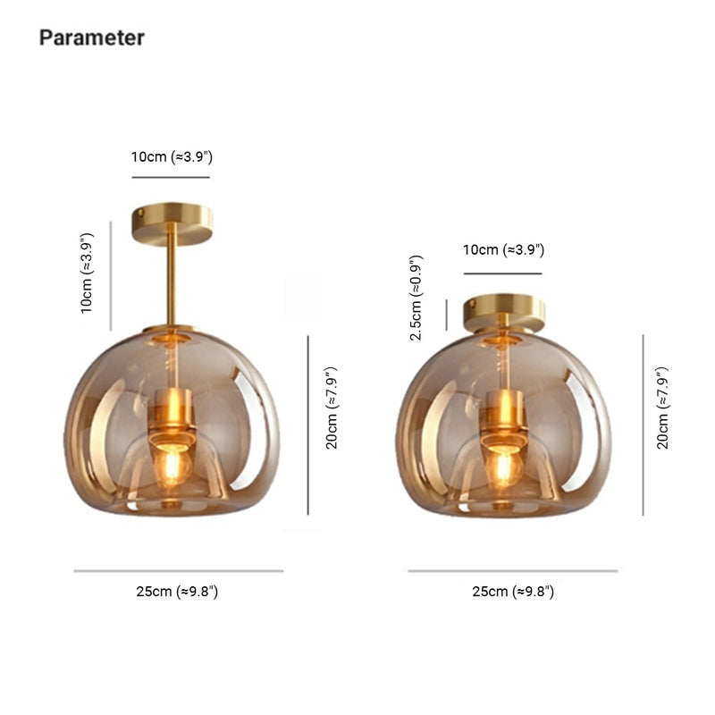 Amber Bubble Glass Pendant, Retro Glow