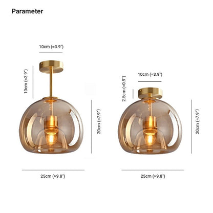 Amber Bubble Glass Pendant, Retro Glow