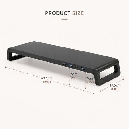Aluminum Desk Riser with USB 3.0 Hub