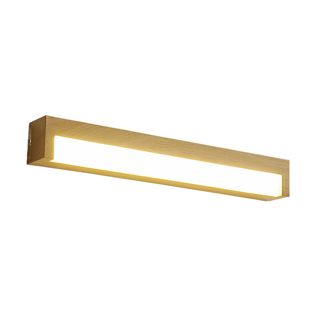 Sleek wall mounted led lights with golden wood tone and modern geometric form