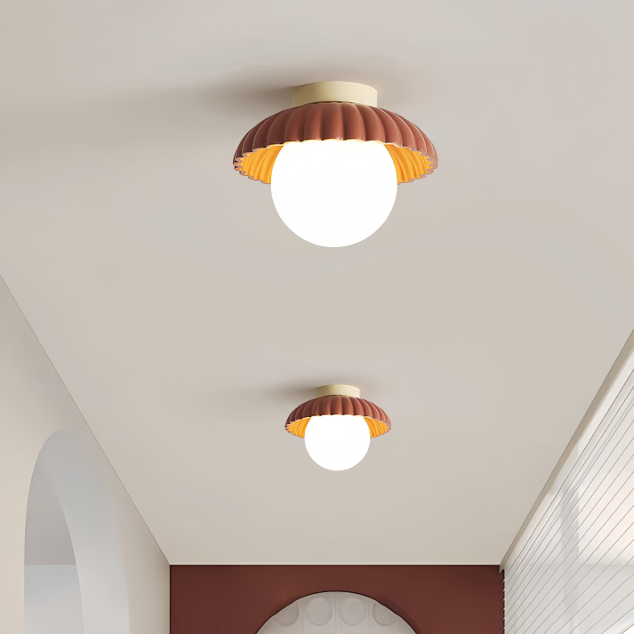 Iron & Frosted Glass Hallway Light