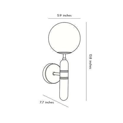 Technical size chart for a gold wall sconce lighting fixture showing total height in inches.