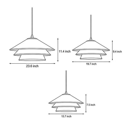 Tiered pendant light with a modern design, enhancing a cozy dining room with warm light.