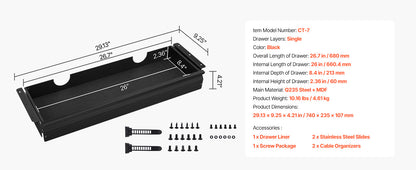 Under-Desk Slide-Out Drawer