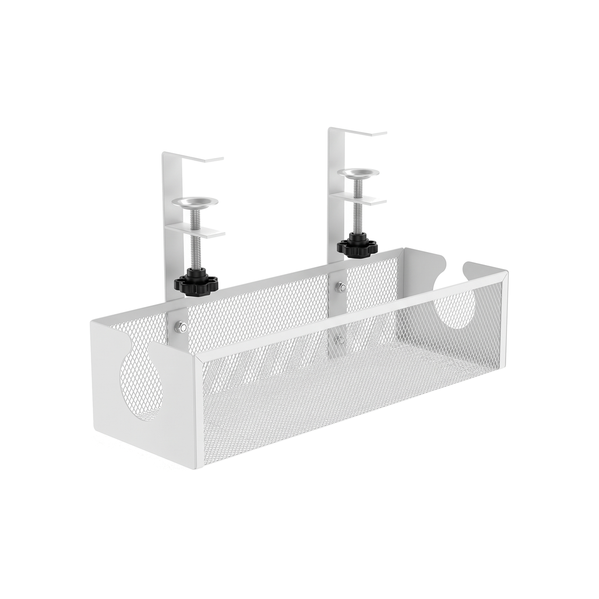 Ergové Under-Desk Cable Management Tray No-Drill Metal — on a white background (White)