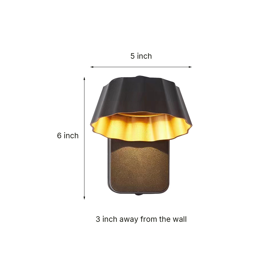 Technical dimensions diagram showing measurements and specifications for wall light design