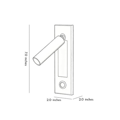 Dimension drawing of wall mounted LED lights showing measurements for adjustable reading light installation.